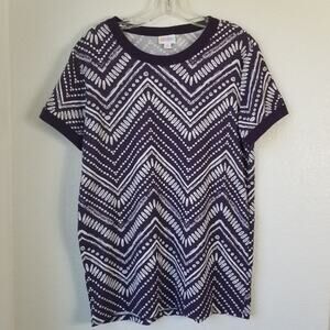 Lularoe Liv Tee T Shirt Short Sleeve Tribal Chevron Purple White Spring Medium
